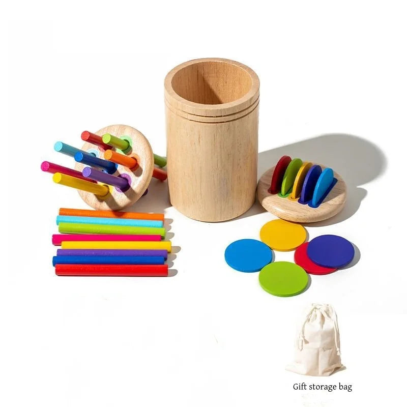 Jouets en bois Montessori pour le tri des couleurs, la motricité fine et l'association des formes : jouets sensoriels et puzzles éducatifs pour les tout-petits.