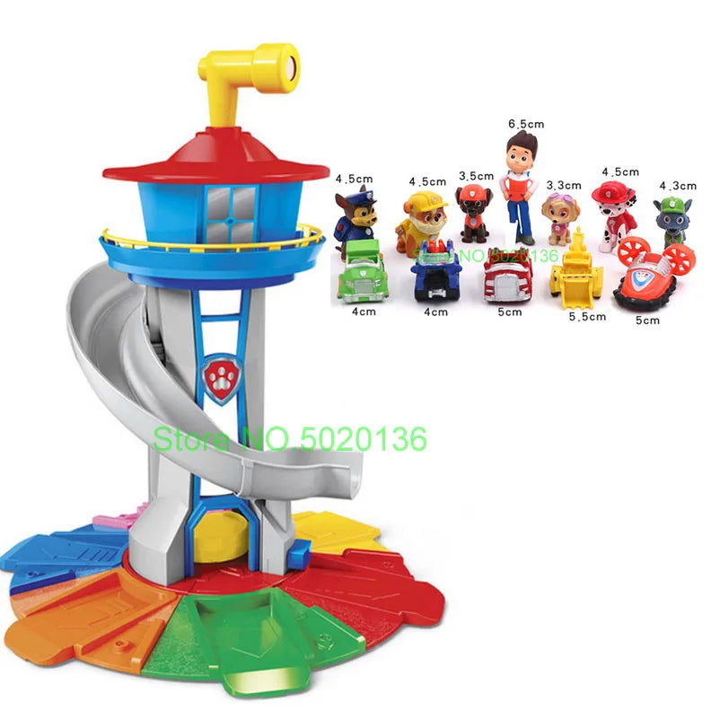 Figurines de chiens en forme de tour de patrouille dans un bus, jouets de Noël sans lumière ni son.