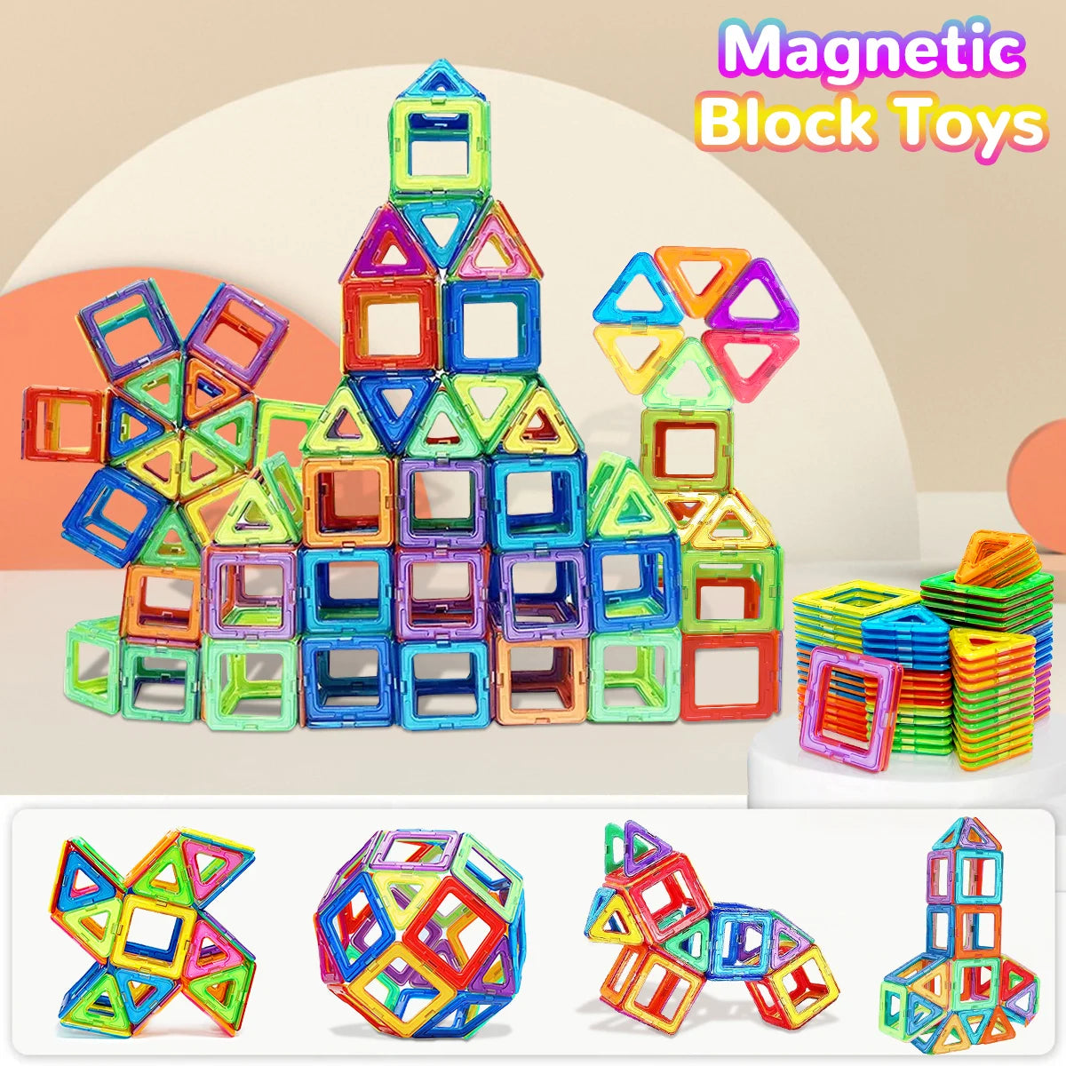 Blocs de construction magnétiques à monter soi-même, jouets magnétiques de taille moyenne, jouets STEM, jouets de construction éducatifs, jouets magnétiques d'apprentissage