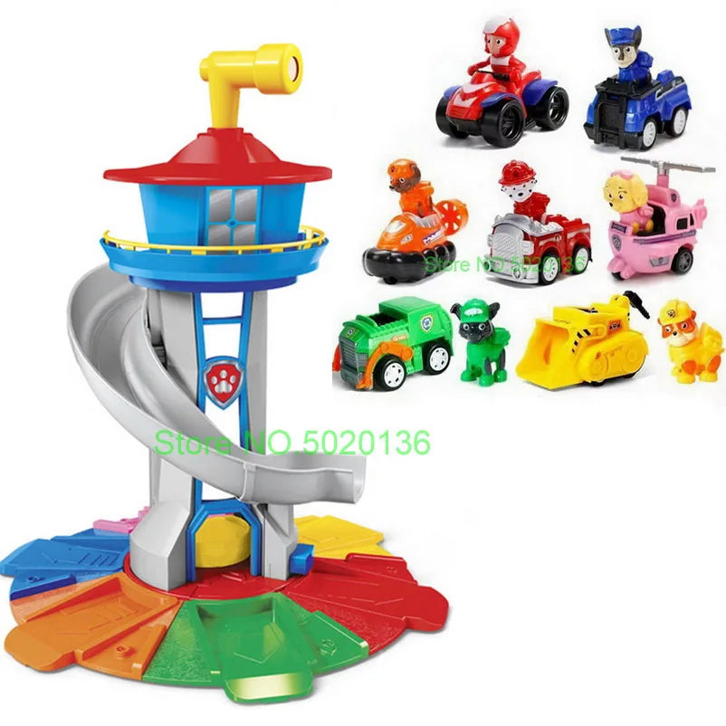 Figurines de chiens en forme de tour de patrouille dans un bus, jouets de Noël sans lumière ni son.