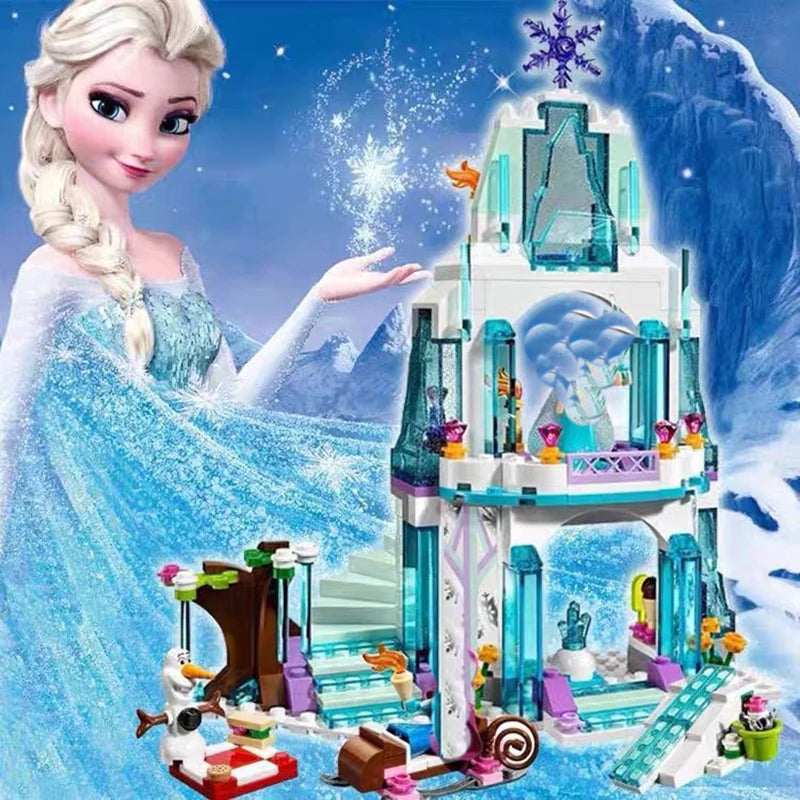Château de glace de la princesse Elsa, le château magique de Disney La Reine des Neiges, jeu de construction de jouets à offrir