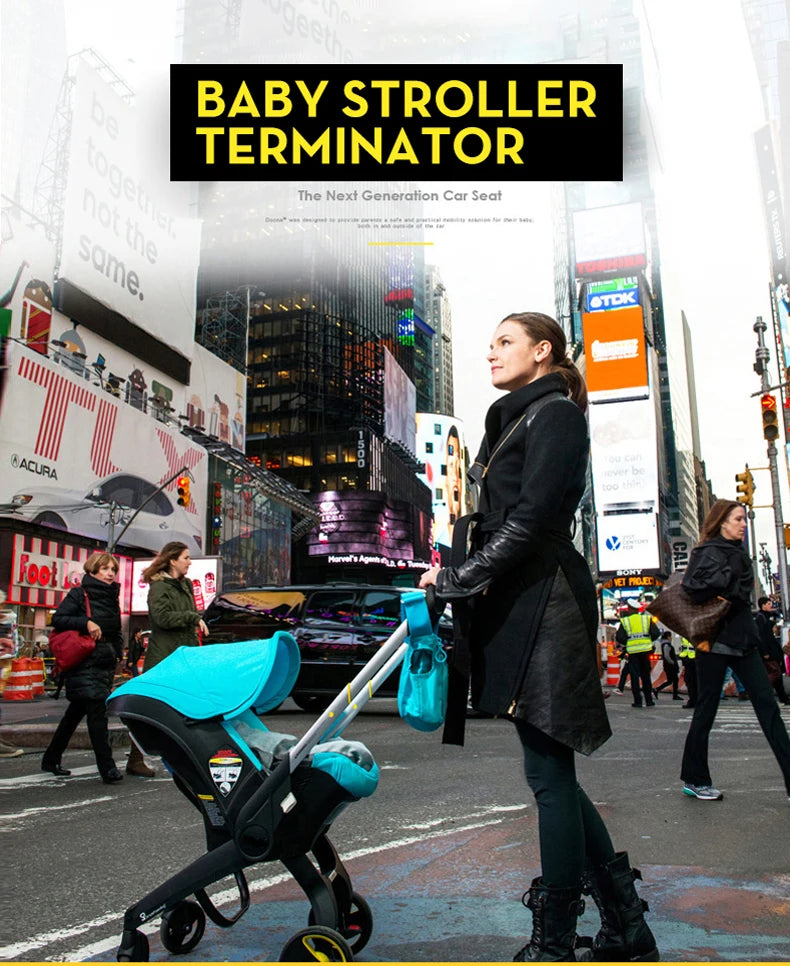 Poussette compacte avec siège auto 2 en 1, facile à plier et portable, certifiée EU R44, système de voyage sécurisé pour nouveau-né