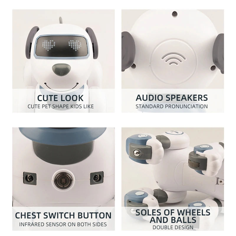 Chien robot télécommandé intelligent, acrobaties électroniques, commandes vocales, programmable, commandes tactiles, musique, jouet pour enfants garçons