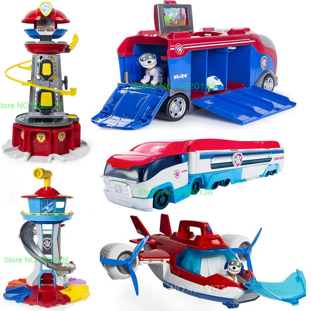 Figurines de chiens en forme de tour de patrouille dans un bus, jouets de Noël sans lumière ni son.