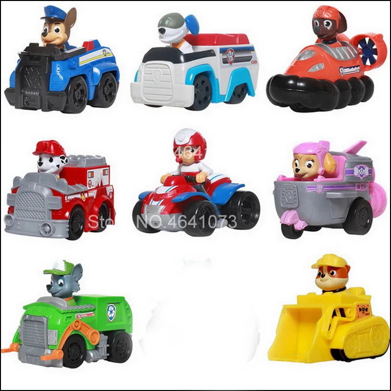 Figurines de chiens en forme de tour de patrouille dans un bus, jouets de Noël sans lumière ni son.