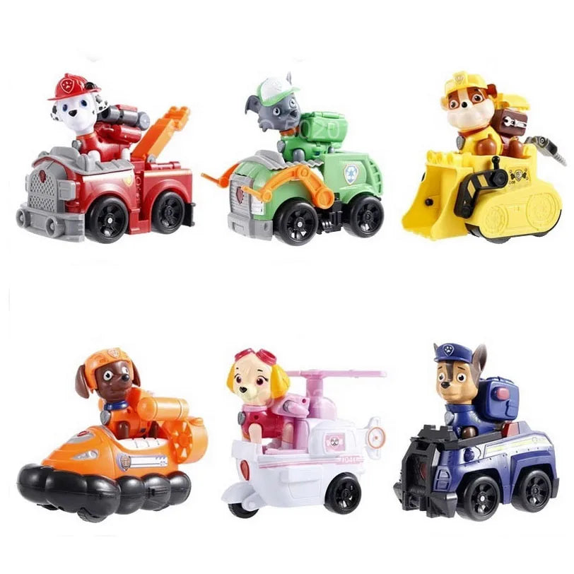 Figurines de chiens en forme de tour de patrouille dans un bus, jouets de Noël sans lumière ni son.