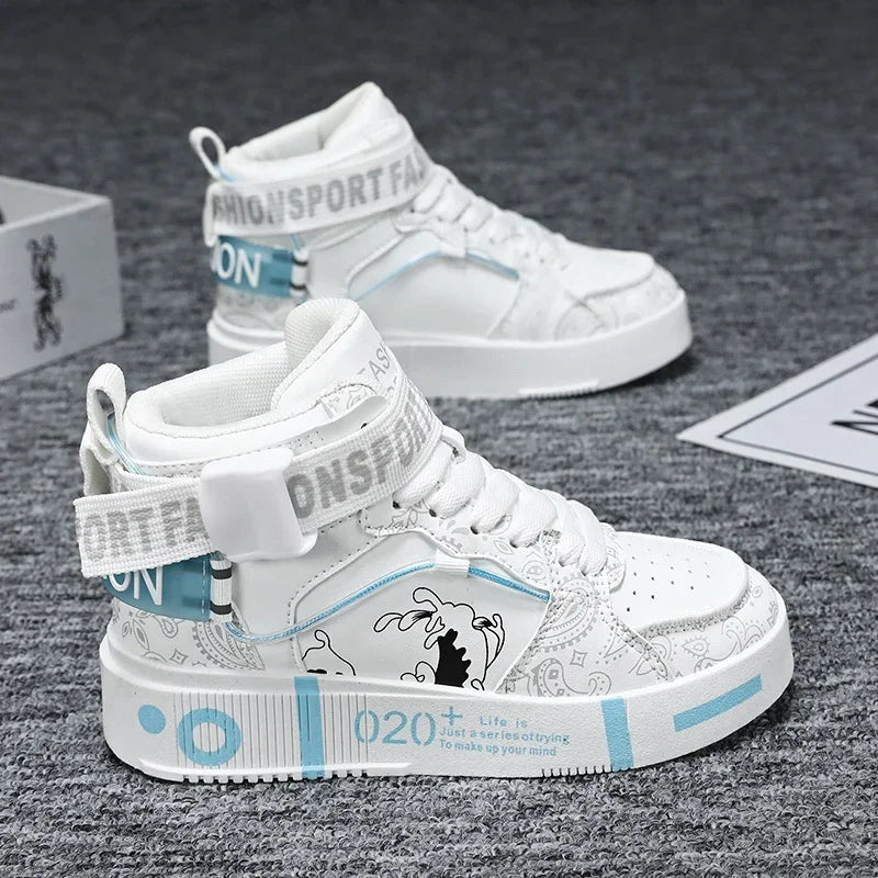 Chaussures de sport montantes pour enfants, baskets de basketball tendance pour garçons, chaussures plates décontractées pour filles, chaussures de marche décontractées pour enfants