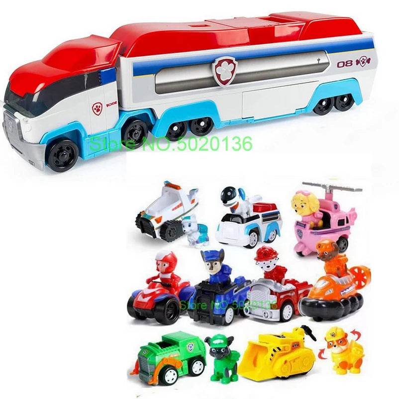 Figurines de chiens en forme de tour de patrouille dans un bus, jouets de Noël sans lumière ni son.