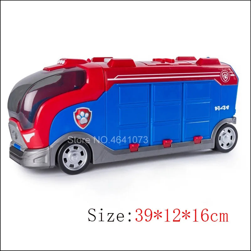 Figurines de chiens en forme de tour de patrouille dans un bus, jouets de Noël sans lumière ni son.