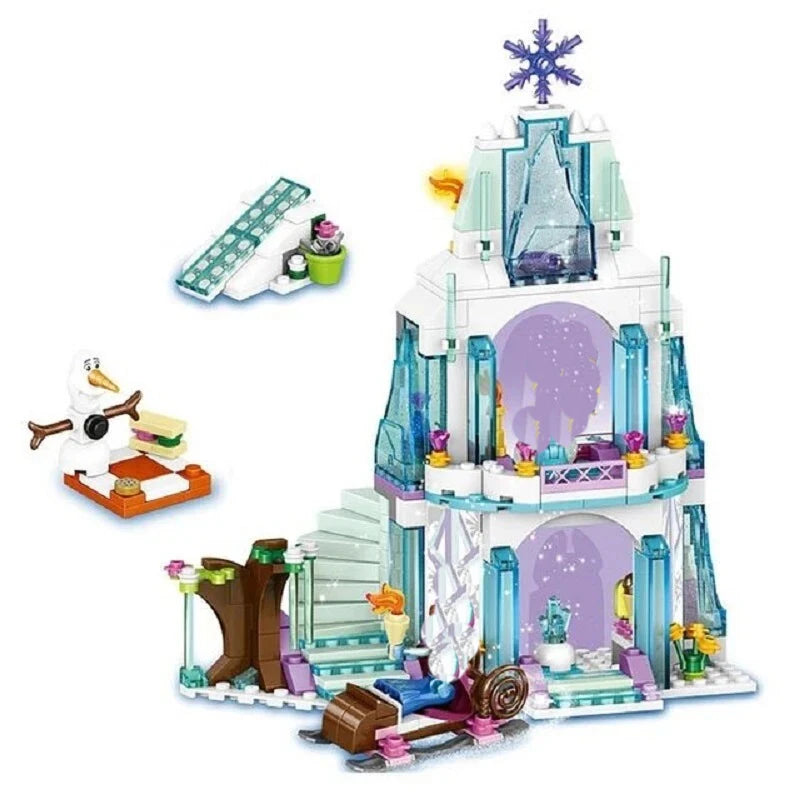 Château de glace de la princesse Elsa, le château magique de Disney La Reine des Neiges, jeu de construction de jouets à offrir