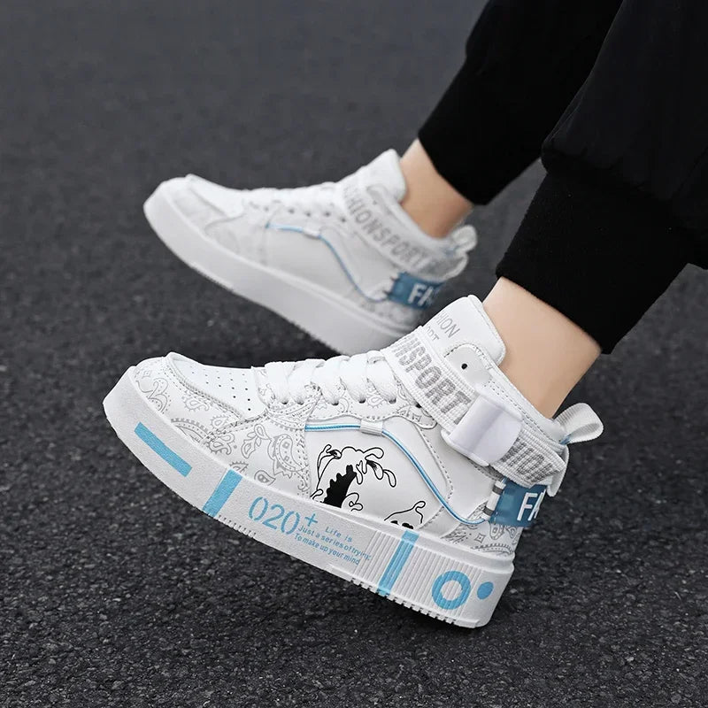 Chaussures de sport montantes pour enfants, baskets de basketball tendance pour garçons, chaussures plates décontractées pour filles, chaussures de marche décontractées pour enfants