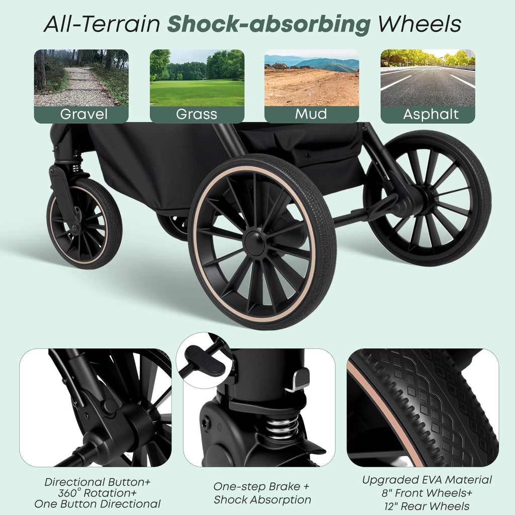 Poussette 2 en 1 pour bébé, siège auto réversible pour nouveau-né, en stock en UE, multifonctionnelle et légère.