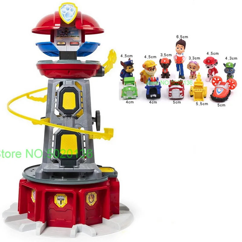 Figurines de chiens en forme de tour de patrouille dans un bus, jouets de Noël sans lumière ni son.