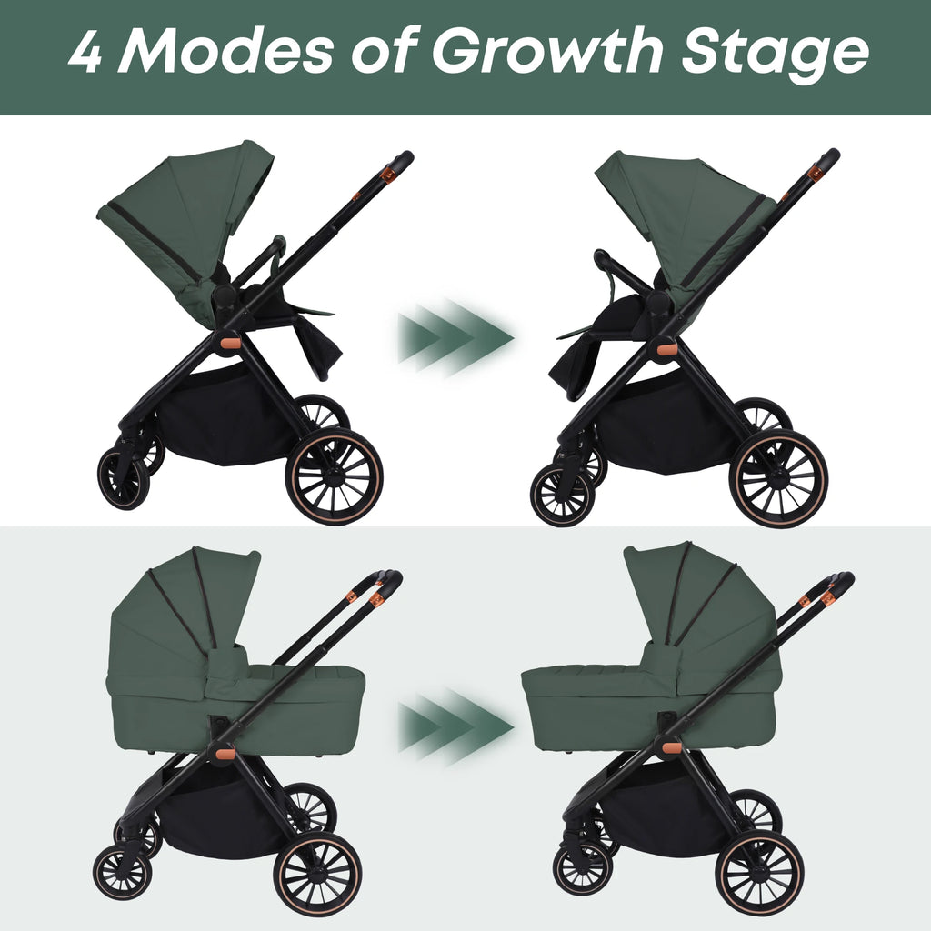 Poussette 2 en 1 pour bébé, siège auto réversible pour nouveau-né, en stock en UE, multifonctionnelle et légère.