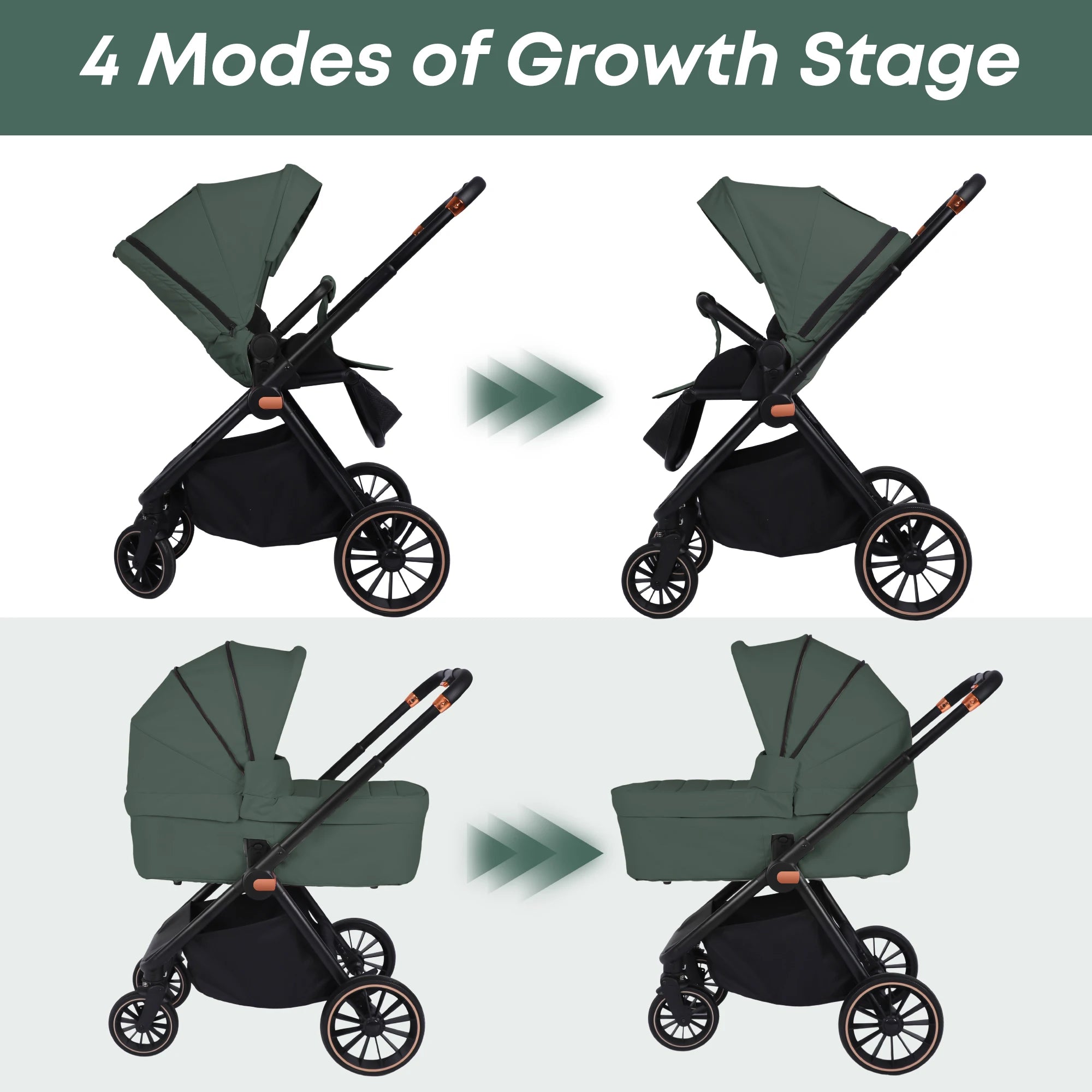 Poussette 2 en 1 pour bébé, siège auto réversible pour nouveau-né, en stock en UE, multifonctionnelle et légère.