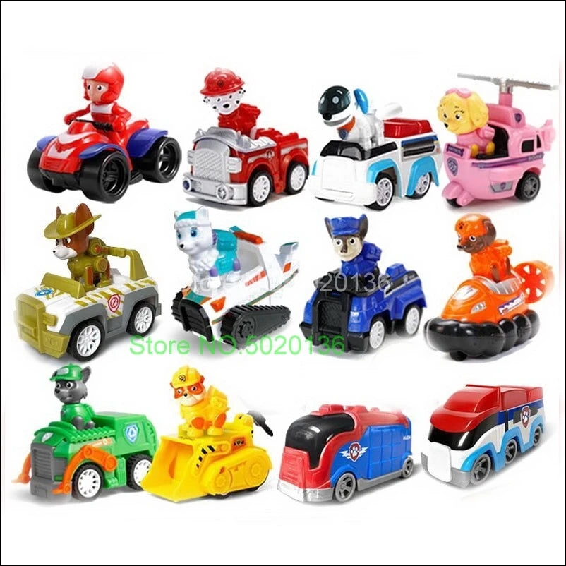 Figurines de chiens en forme de tour de patrouille dans un bus, jouets de Noël sans lumière ni son.