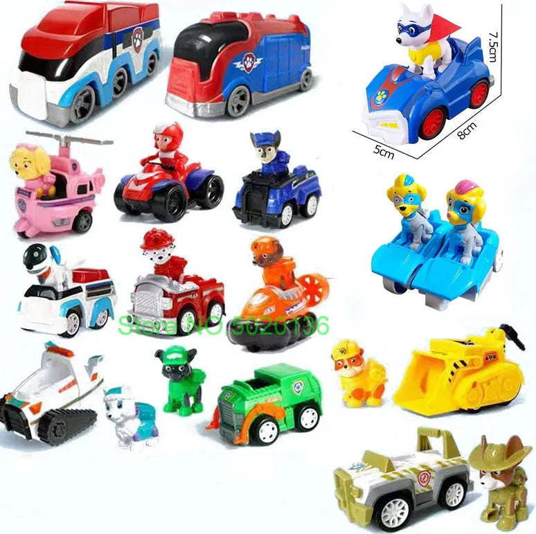 Figurines de chiens en forme de tour de patrouille dans un bus, jouets de Noël sans lumière ni son.