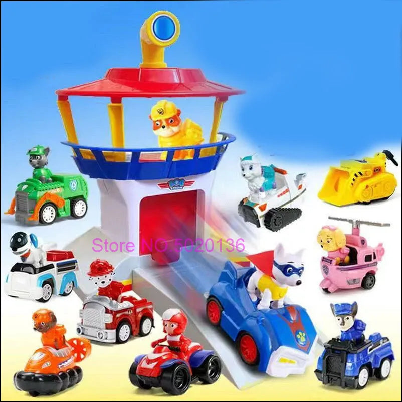 Figurines de chiens en forme de tour de patrouille dans un bus, jouets de Noël sans lumière ni son.