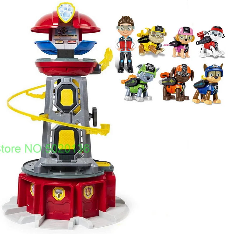 Figurines de chiens en forme de tour de patrouille dans un bus, jouets de Noël sans lumière ni son.