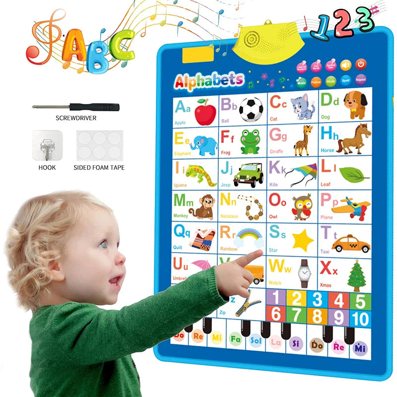 Alphabet électronique anglais mural avec lettres parlantes ABC et musique, jouet éducatif pour tout-petits et enfants. Cadeau idéal.