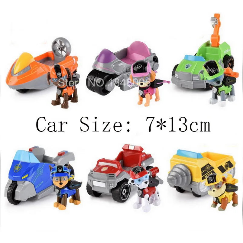 Figurines de chiens en forme de tour de patrouille dans un bus, jouets de Noël sans lumière ni son.