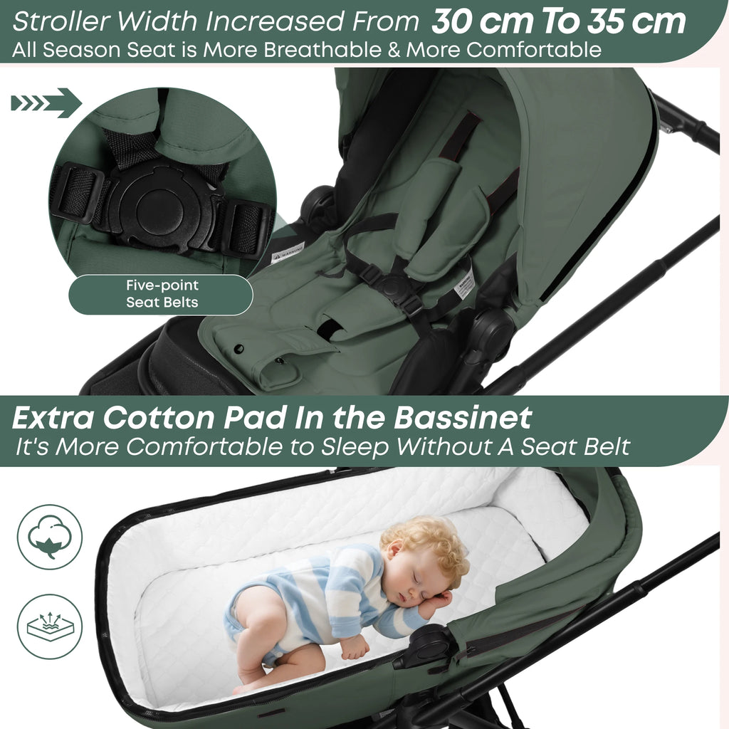 Poussette 2 en 1 pour bébé, siège auto réversible pour nouveau-né, en stock en UE, multifonctionnelle et légère.