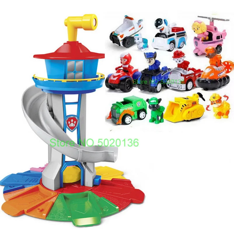 Figurines de chiens en forme de tour de patrouille dans un bus, jouets de Noël sans lumière ni son.