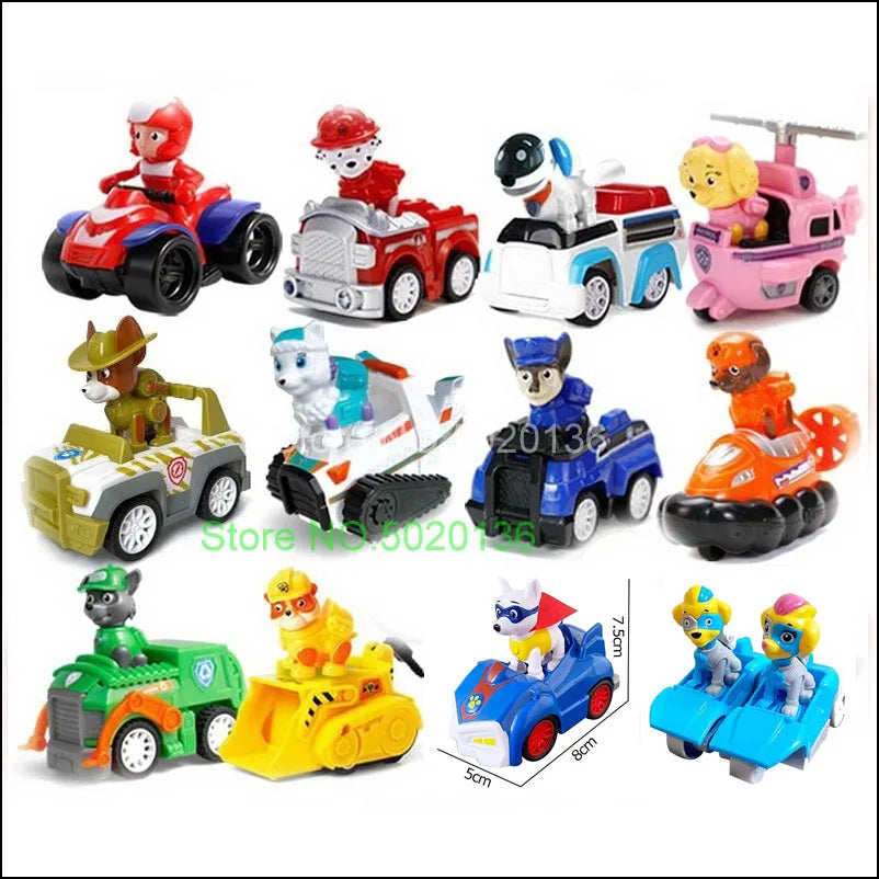 Figurines de chiens en forme de tour de patrouille dans un bus, jouets de Noël sans lumière ni son.