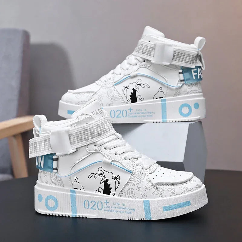 Chaussures de sport montantes pour enfants, baskets de basketball tendance pour garçons, chaussures plates décontractées pour filles, chaussures de marche décontractées pour enfants