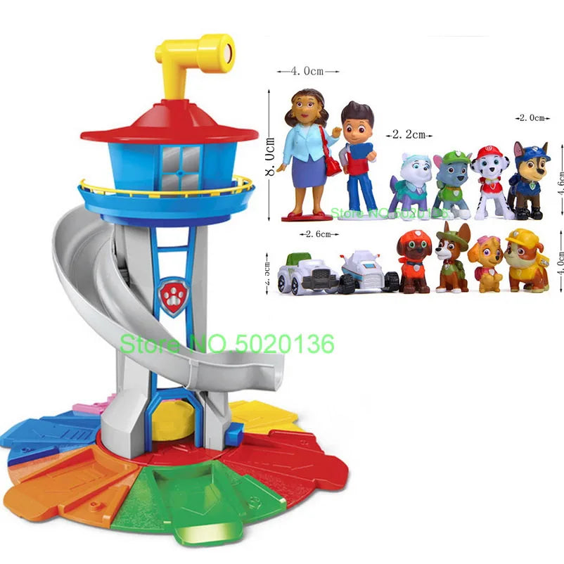 Figurines de chiens en forme de tour de patrouille dans un bus, jouets de Noël sans lumière ni son.