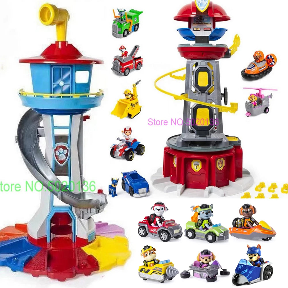 Figurines de chiens en forme de tour de patrouille dans un bus, jouets de Noël sans lumière ni son.