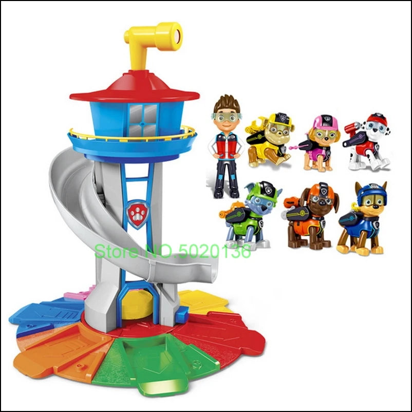 Figurines de chiens en forme de tour de patrouille dans un bus, jouets de Noël sans lumière ni son.