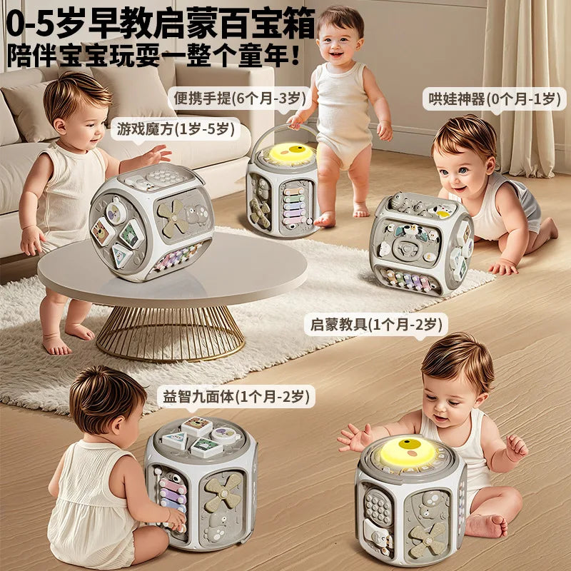 Tambour polyédrique pour bébé (0-1 an), puzzle tambour pour bébé (6-12 mois), jouet d'éveil hexaédrique.