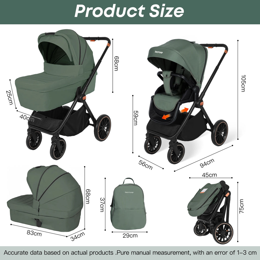 Poussette 2 en 1 pour bébé, siège auto réversible pour nouveau-né, en stock en UE, multifonctionnelle et légère.