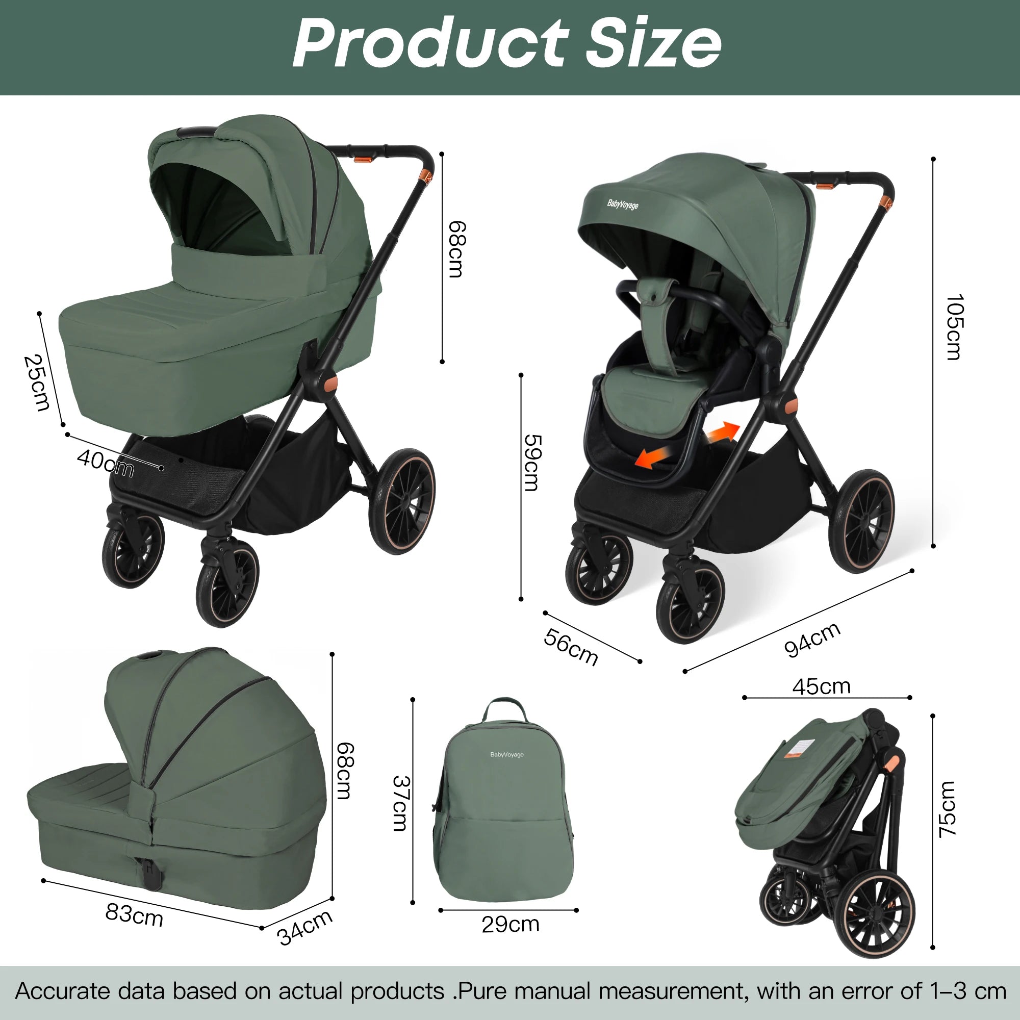 Poussette 2 en 1 pour bébé, siège auto réversible pour nouveau-né, en stock en UE, multifonctionnelle et légère.