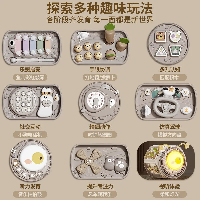 Tambour polyédrique pour bébé (0-1 an), puzzle tambour pour bébé (6-12 mois), jouet d'éveil hexaédrique.