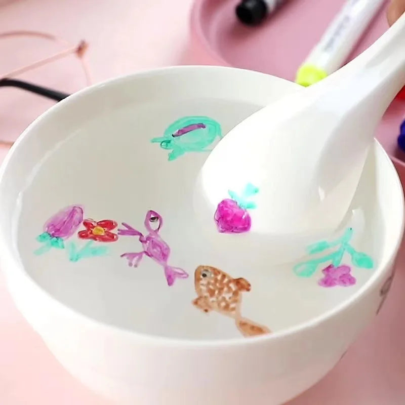 Stylos à eau flottants, stylos à encre magique avec cuillère, peinture à l'eau à la craie flottante, kit de dessin graffiti pour enfants