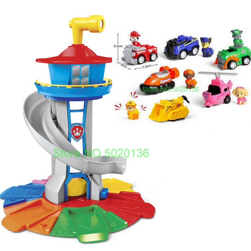 Figurines de chiens en forme de tour de patrouille dans un bus, jouets de Noël sans lumière ni son.