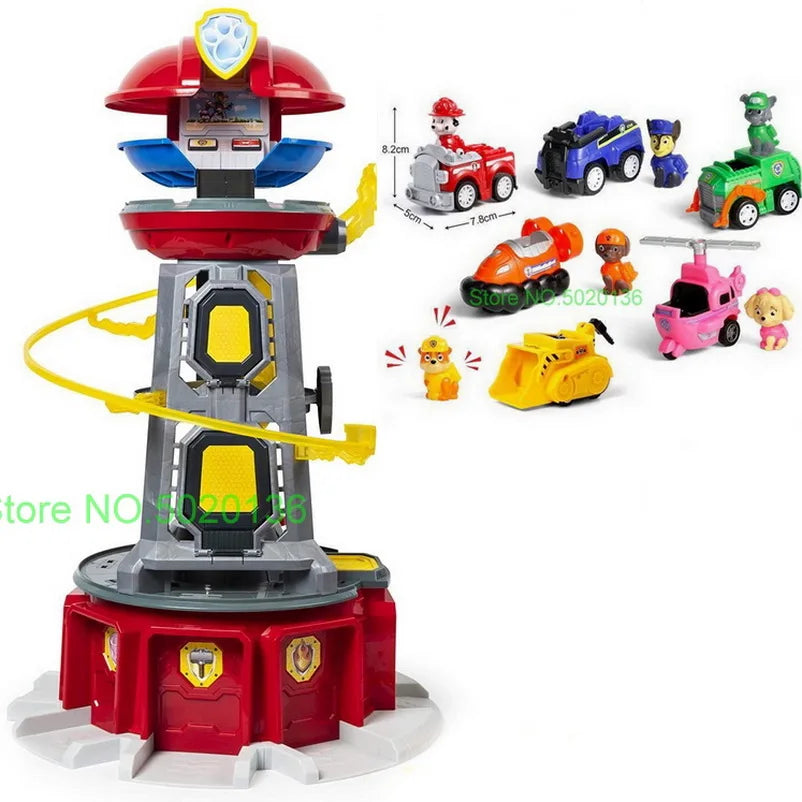 Figurines de chiens en forme de tour de patrouille dans un bus, jouets de Noël sans lumière ni son.