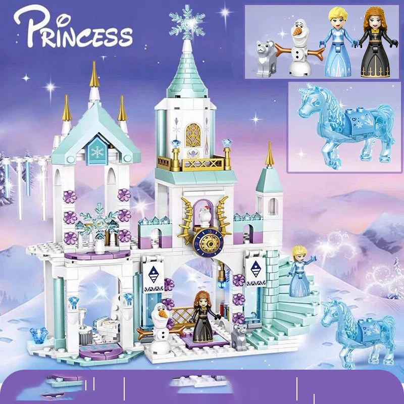 Château de glace de la princesse Elsa, le château magique de Disney La Reine des Neiges, jeu de construction de jouets à offrir