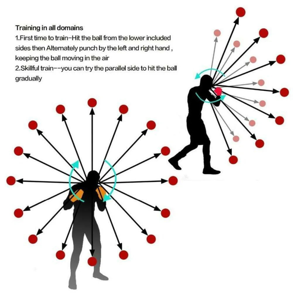 Balle de boxe en caoutchouc pour l'entraînement de la vitesse et des réflexes, avec bandeau anti-transpiration et accessoires de fitness.