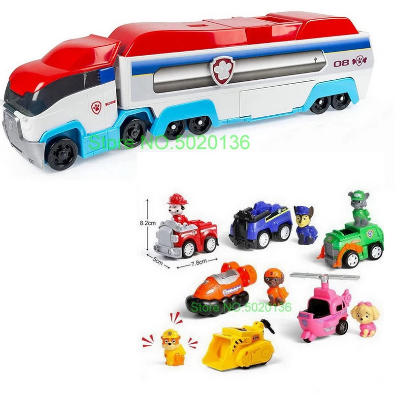 Figurines de chiens en forme de tour de patrouille dans un bus, jouets de Noël sans lumière ni son.