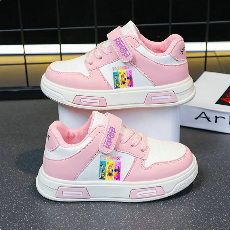 Chaussures Kpop Demon Hunters pour enfants, baskets pour filles, chaussures blanches d'automne, chaussures de course décontractées, semelle souple antidérapante