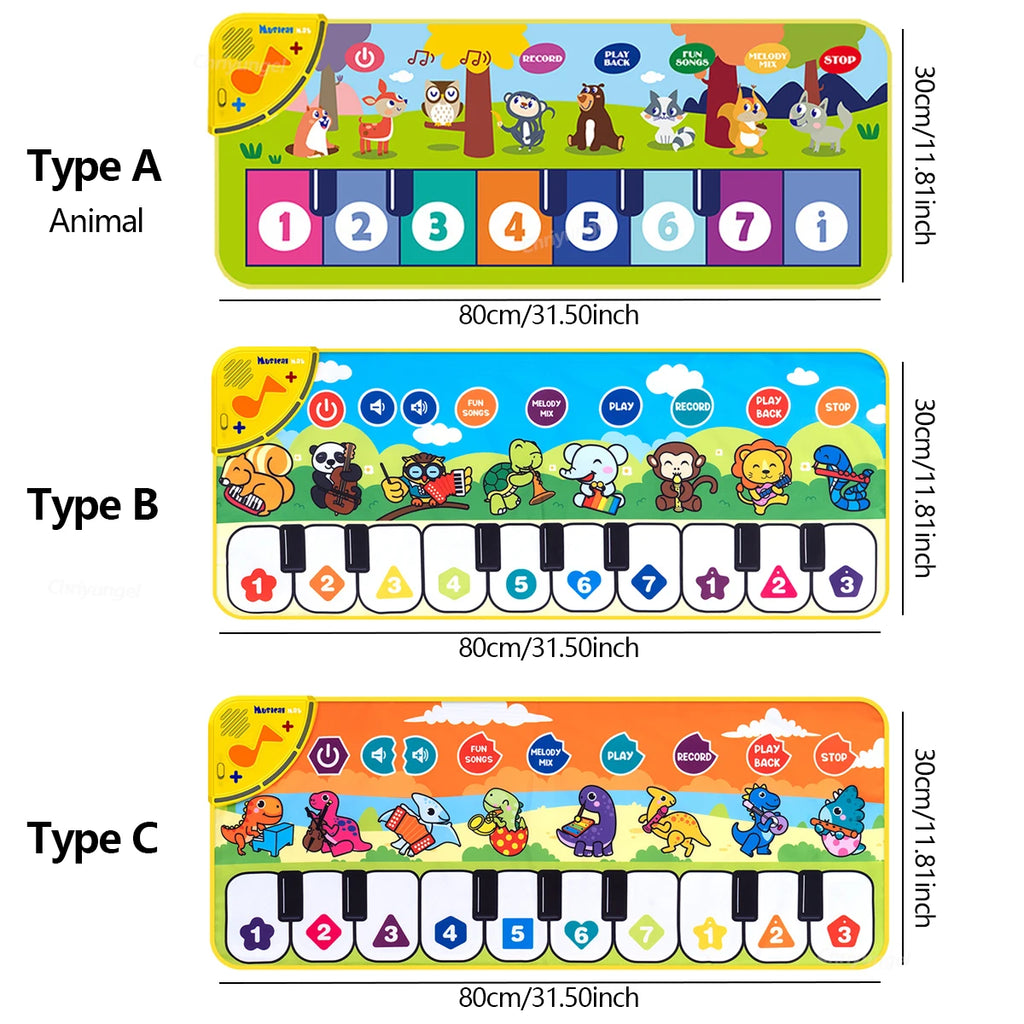 Tapis de piano pour enfants 80 x 30 cm, clavier de sol pour tout-petits, tapis de danse, jouet musical, instrument de musique, cadeau pour filles et garçons