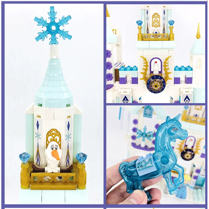 Château de glace de la princesse Elsa, le château magique de Disney La Reine des Neiges, jeu de construction de jouets à offrir