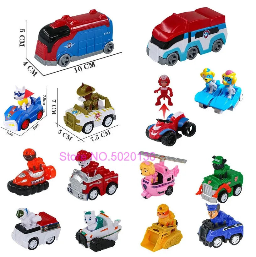 Figurines de chiens en forme de tour de patrouille dans un bus, jouets de Noël sans lumière ni son.