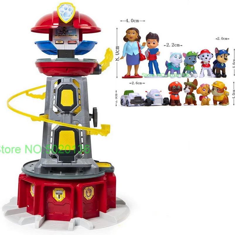 Figurines de chiens en forme de tour de patrouille dans un bus, jouets de Noël sans lumière ni son.