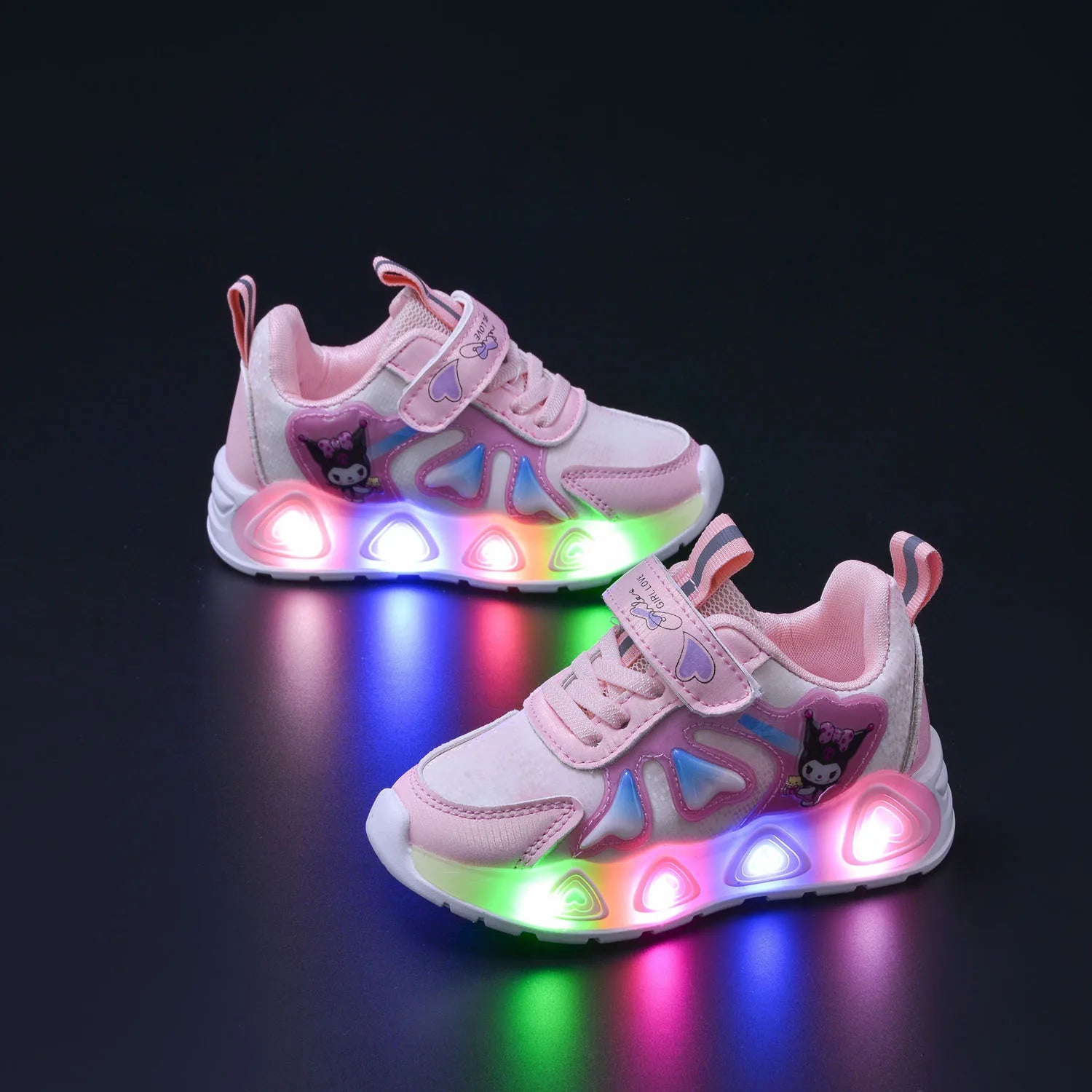 Baskets lumineuses LED Kuromi pour enfants, chaussures lumineuses pour bébés avec semelle lumineuse, garçons et filles