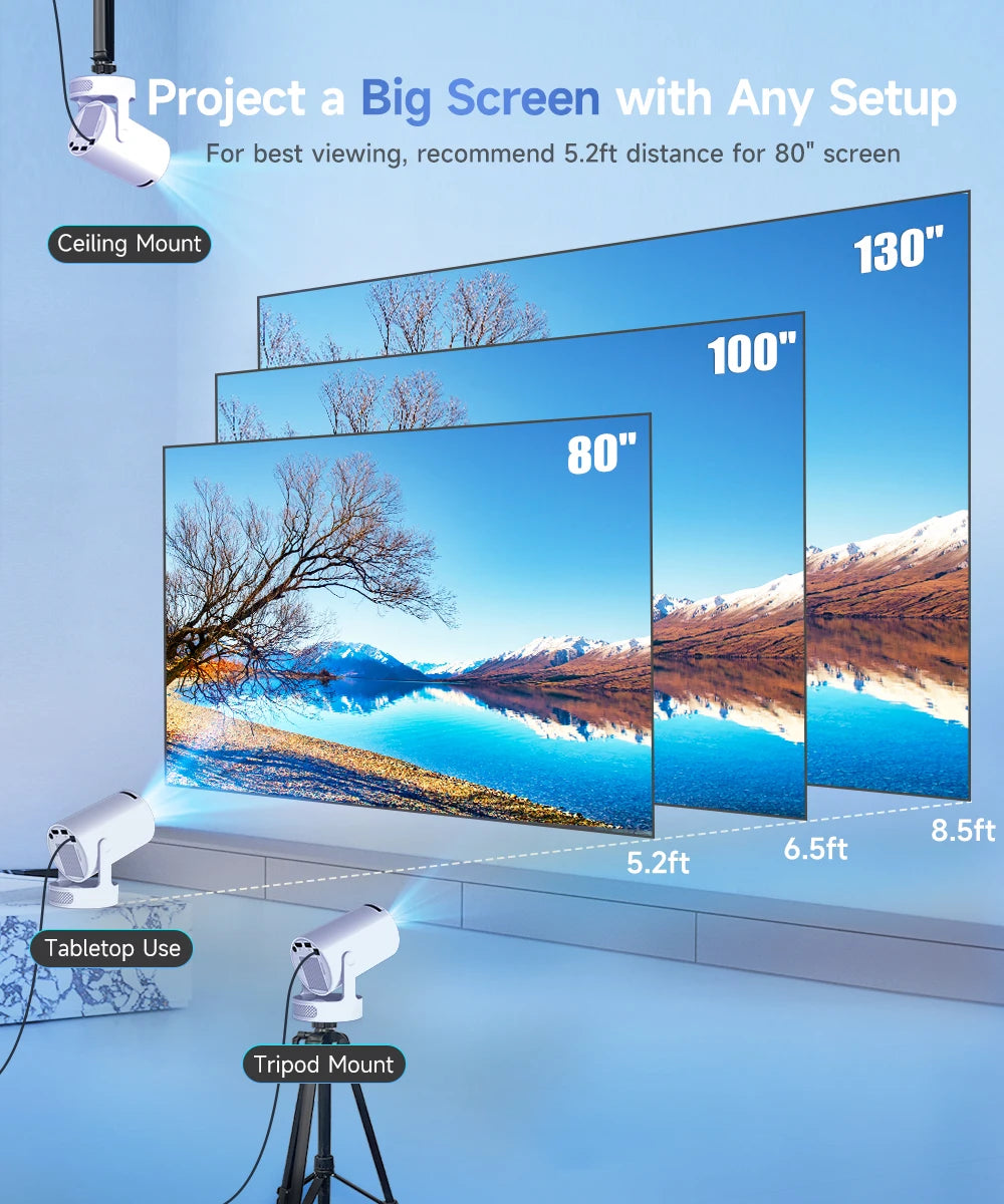 Projecteur portable Magcubic HY300 Pro+ 4K Android 11, 8000 lumens, WiFi 6, BT5.4, haut-parleur HiFi 5 W, compatible HD 720p, idéal pour le cinéma en extérieur