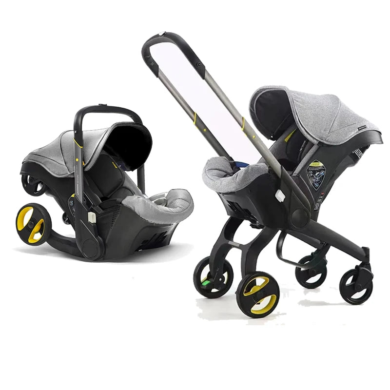 Poussette compacte avec siège auto 2 en 1, facile à plier et portable, certifiée EU R44, système de voyage sécurisé pour nouveau-né